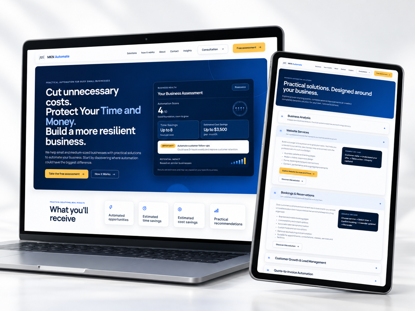 MKN Automate website presentation on desktop and mobile devices